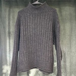 Oversized Gray Turtle Wool Sweater